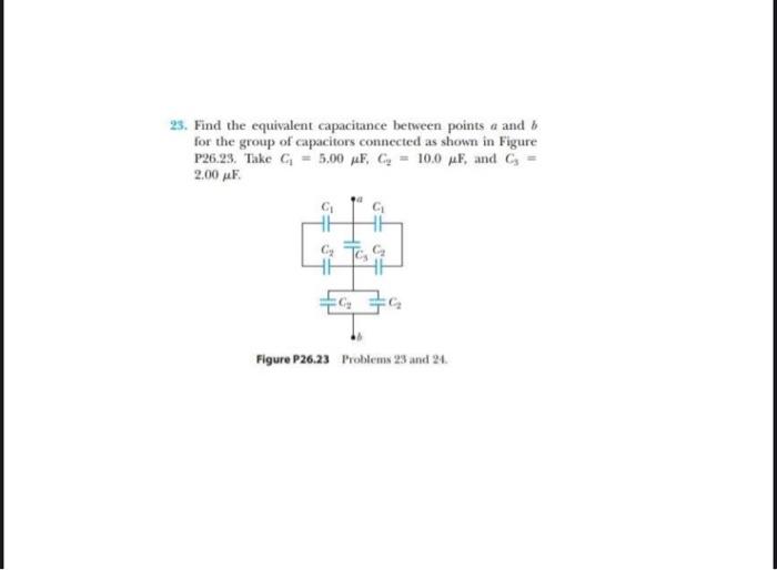 Solved 23. Find the equivalent capacitance between points a | Chegg.com