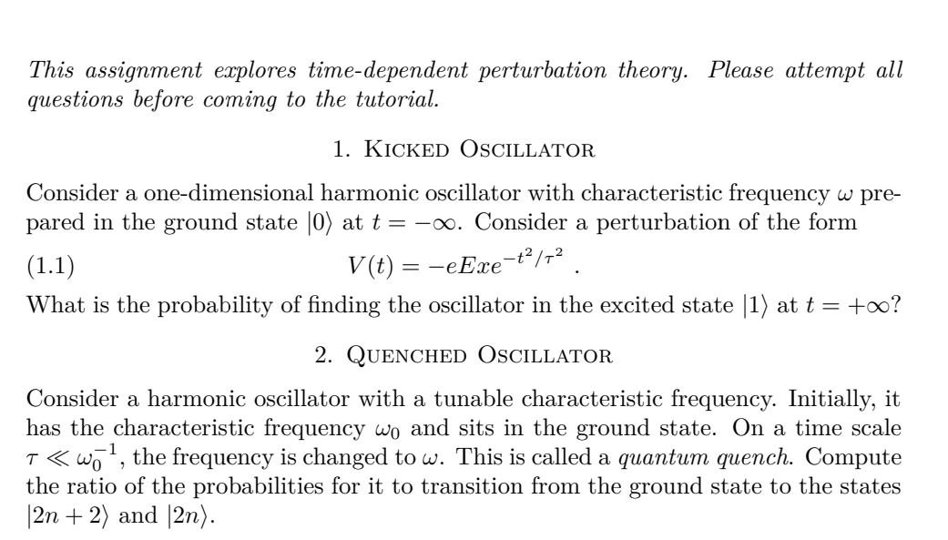 Solved This assignment explores timedependent perturbation