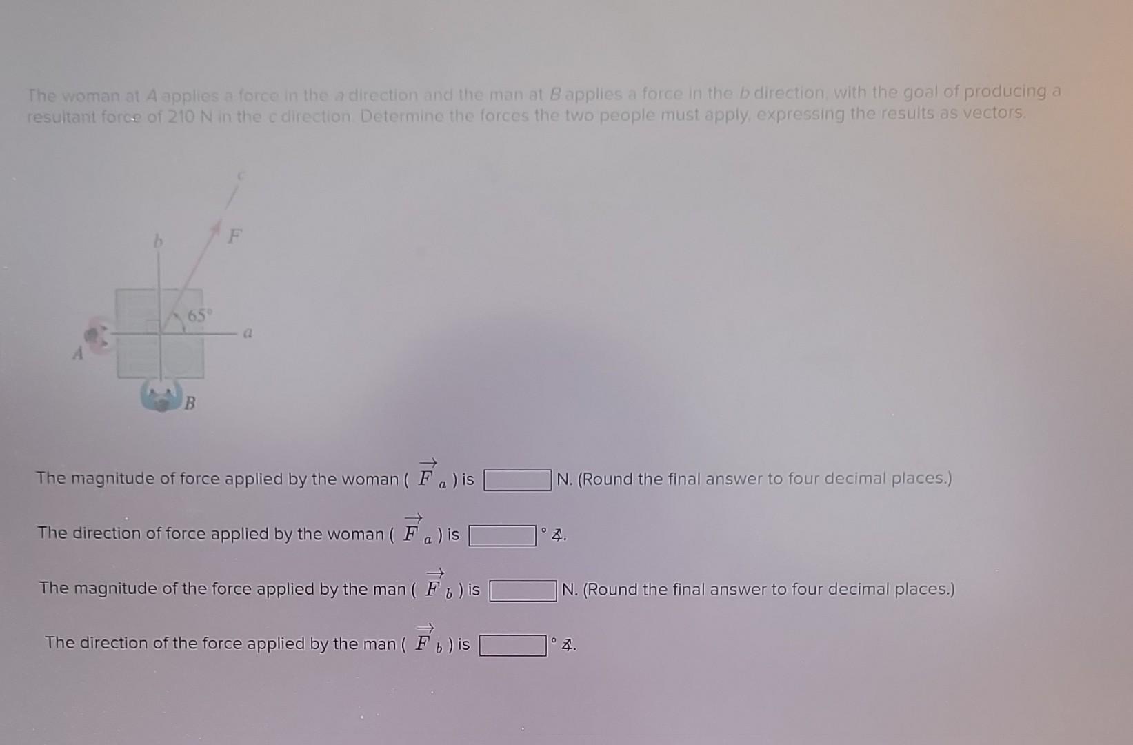 Solved The Woman At A Applies A Force In The A Direction And | Chegg.com