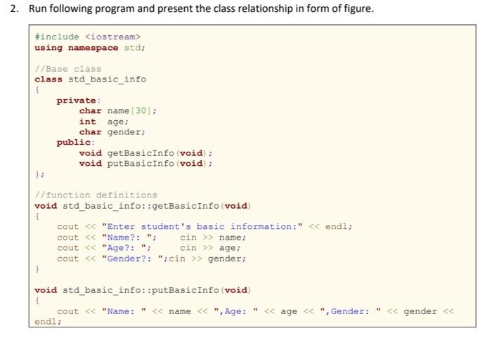 Solved 2. Run following program and present the class | Chegg.com