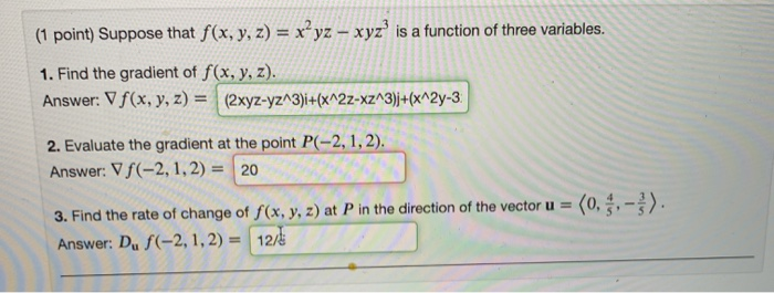 Solved 1 Point Suppose That F X Y Z X Yz Xyz Is Chegg Com