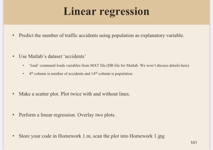 Solved Linear regression - Predict the number of traffic | Chegg.com