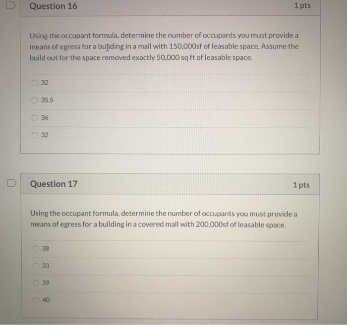 Solved u Question 16 1 pts Using the occupant formula,