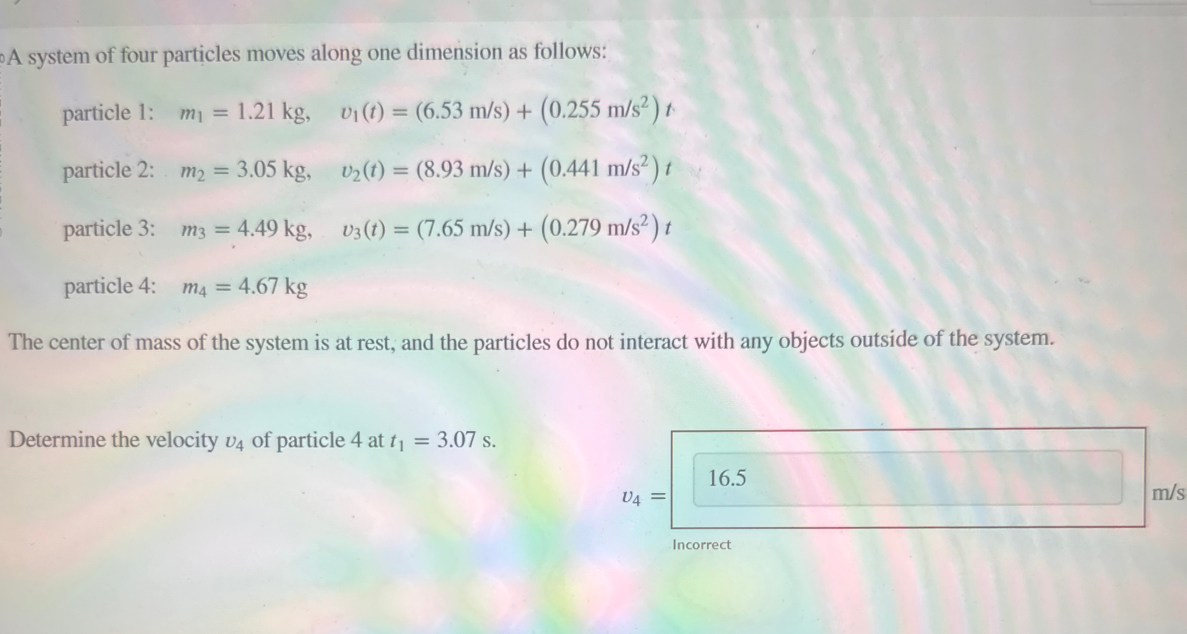 Solved A system of four particles moves along one dimension | Chegg.com