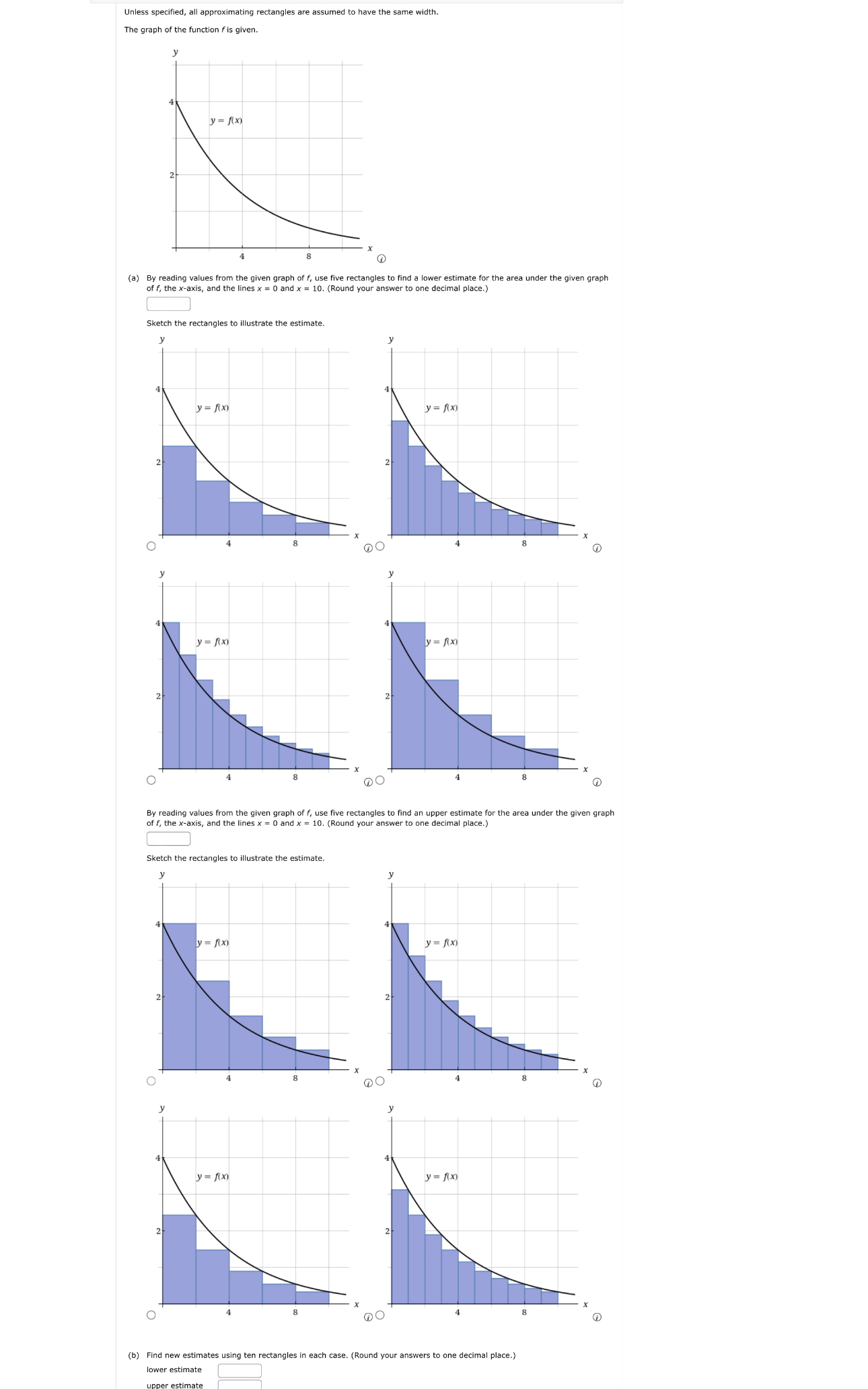Solved Unless specified, all approximating rectangles are | Chegg.com