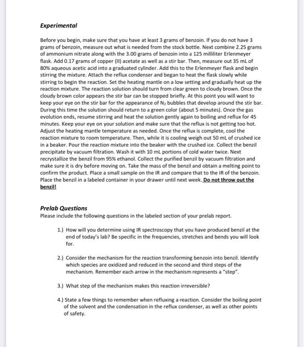 Solved Multistep Synthesis: Part B. Synthesis Of Benzil | Chegg.com