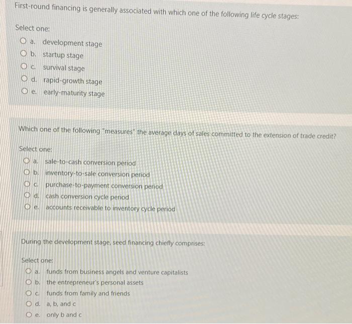 solved-first-round-financing-is-generally-associated-with-chegg