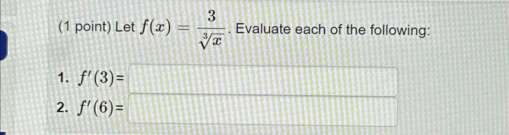 Solved 1 ﻿point ﻿let F X 3x3 ﻿evaluate Each Of The