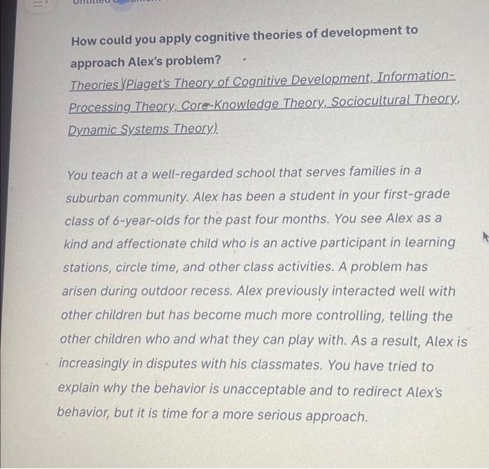 Solved How could you apply cognitive theories of development