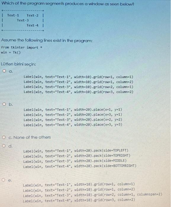 Solved Which of the following Python statements creates a | Chegg.com