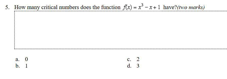 Solved How many critical numbers does the function | Chegg.com