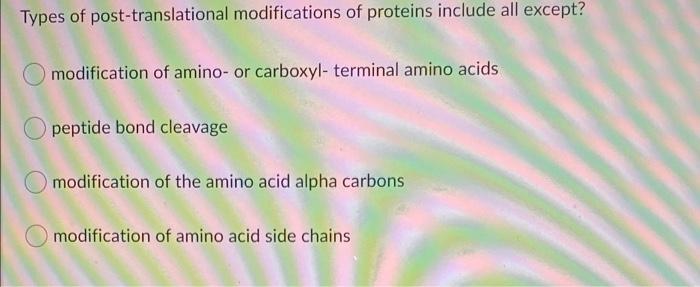 Solved Types Of Post-translational Modifications Of Proteins | Chegg.com