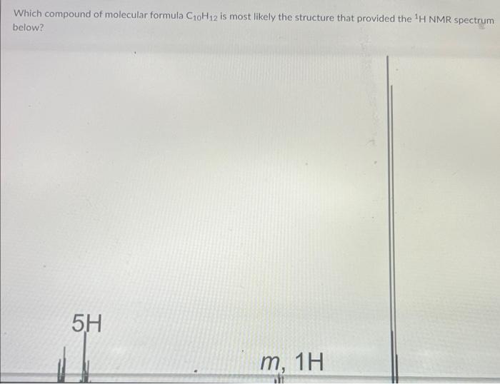 Which compound of molecular formula \( \mathrm{C}_{10} \mathrm{H}_{12} \) is most likely the structure that provided the \( {