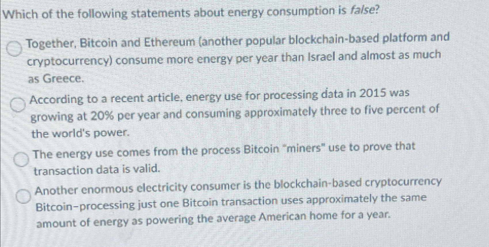 Solved Which of the following statements about energy | Chegg.com
