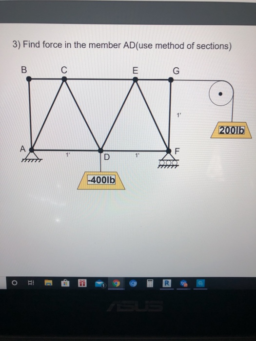 Solved 3) Find force in the member AD(use method of | Chegg.com