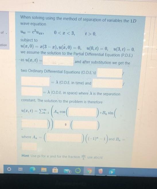 Solved When solving using the method of separation of | Chegg.com
