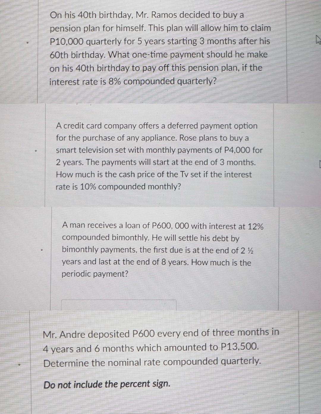 Solved On His 40th Birthday Mr Ramos Decided To Buy A Chegg Com