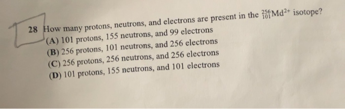 Solved 28 How many protons, neutrons, and electrons are | Chegg.com