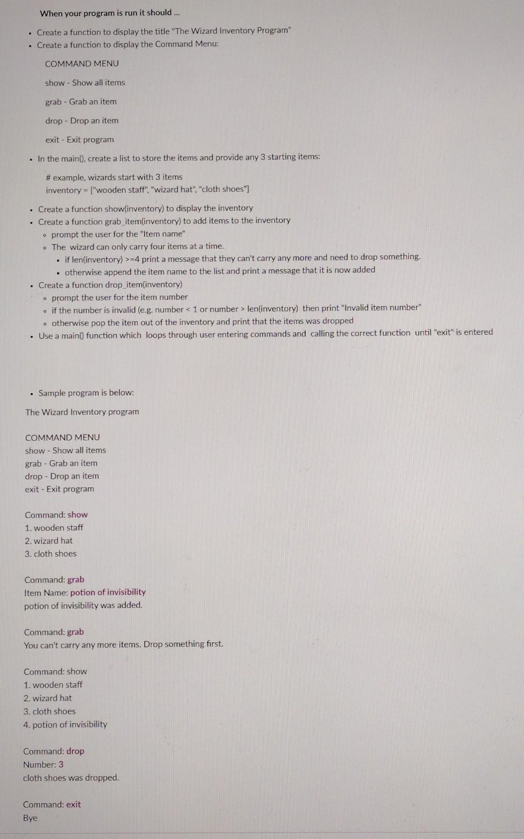 Solved When your program is run it should ... - Create a | Chegg.com