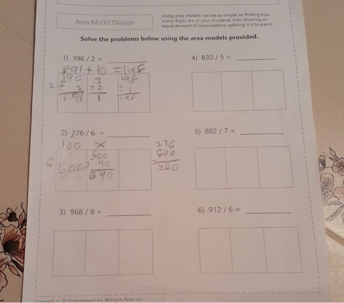 Solved Area Model Division Using Area Models Can Be As | Chegg.com