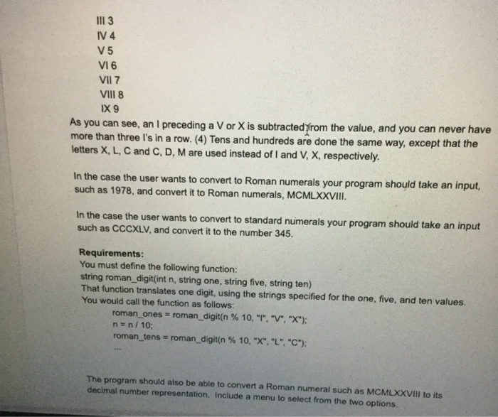 Solved Roman Numbers Write A Program That Converts A Pos Chegg Com