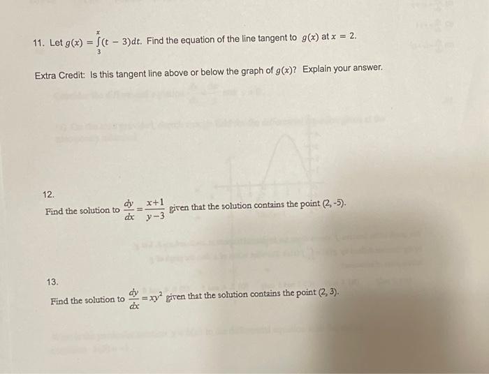 Solved 11 Let Gx∫3xt−3dt Find The Equation Of The 0146