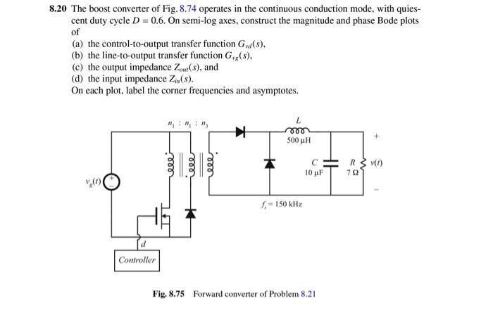 Solved 8.20 The boost converter of Fig. 8.74 operates in the | Chegg.com