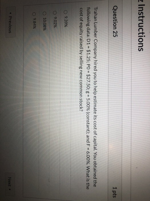 Solved z Instructions Question 25 1 pts Trahan Lumber | Chegg.com