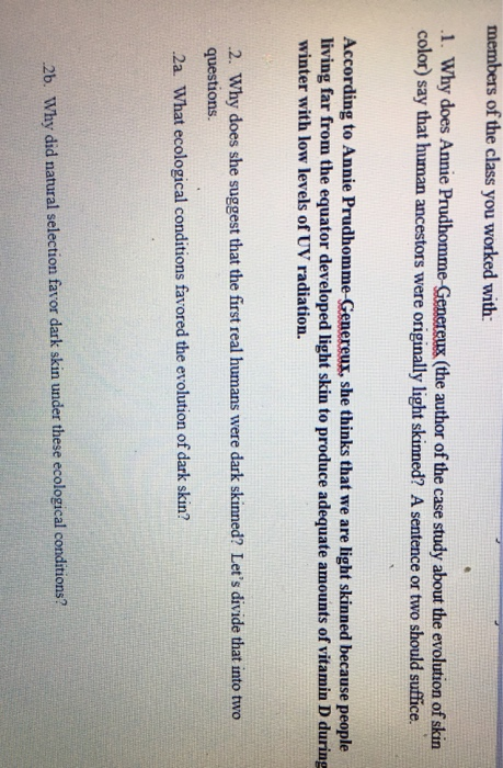 Solved members of the class you worked with: .1. Why does | Chegg.com