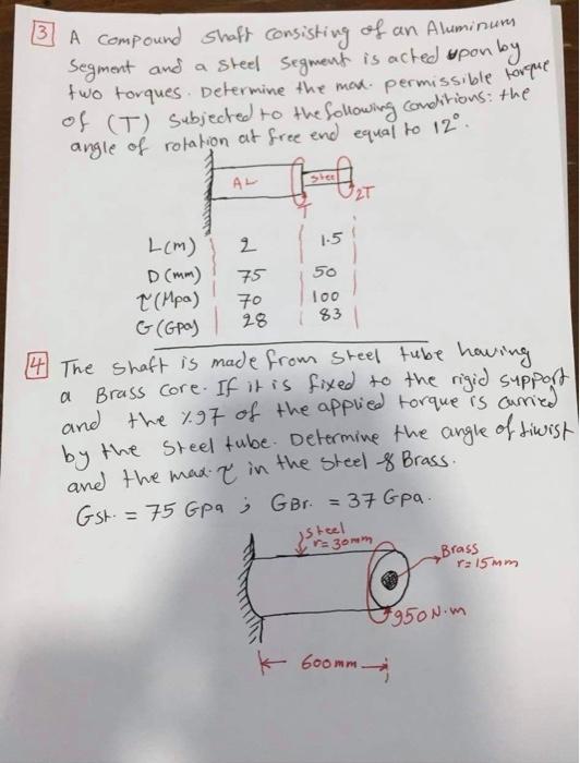 Solved B] A Compound Shaft Consisting Of An Aluminum Segment | Chegg.com