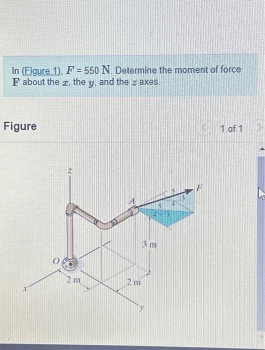 Solved In (Figure 1), F = 550 N. Determine the moment of | Chegg.com