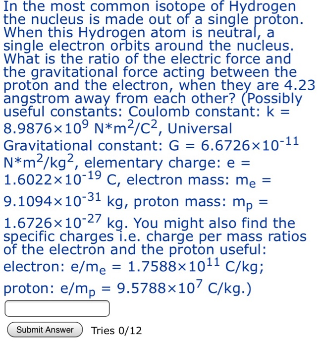 solved-in-the-most-common-isotope-of-hydrogen-the-nucleus-is-chegg