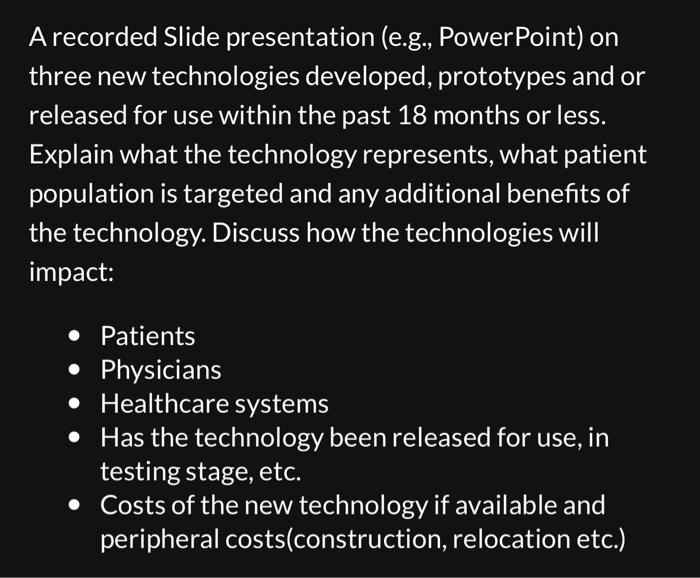 Solved A recorded Slide presentation (e.g., PowerPoint) on | Chegg.com