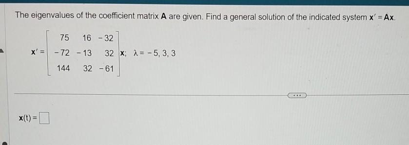 Solved The Eigenvalues Of The Coefficient Matrix A Are | Chegg.com