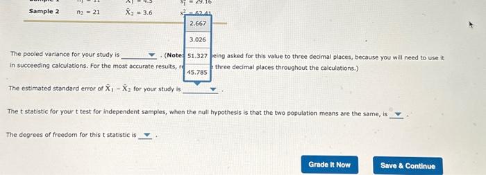 Solved The pooled variance for your study is in succeeding | Chegg.com