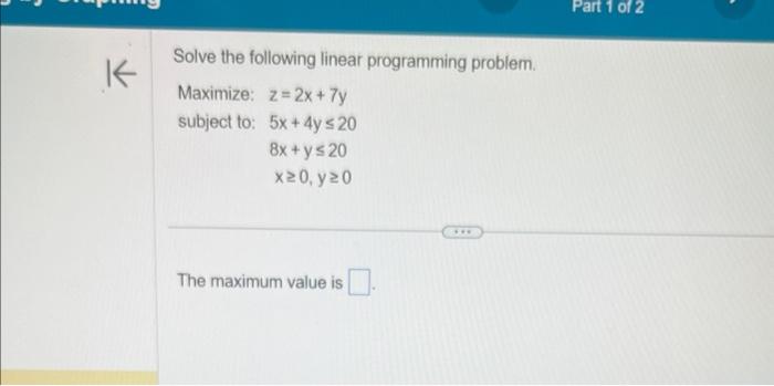 Solved Solve the following linear programming problem. | Chegg.com