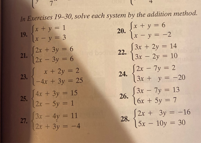 10 X Y 1 In Exercises 19 30 Solve Each System By Chegg Com