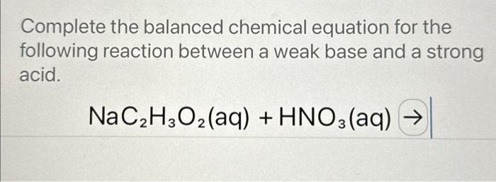 Solved Complete the balanced chemical equation for the | Chegg.com