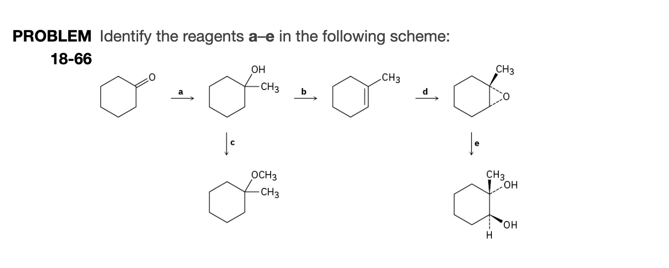 Solved PROBLEM Identify the reagents a-e in the following | Chegg.com