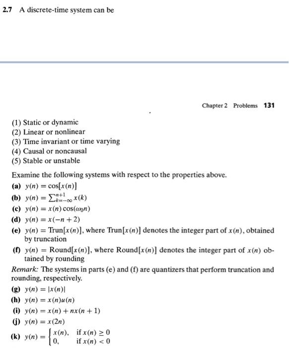 2.7 A discrete-time system can be Chapter 2 Problems | Chegg.com