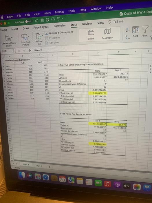 Solved Window Help Data Edit Copy of HW 4 Data View Insert | Chegg.com