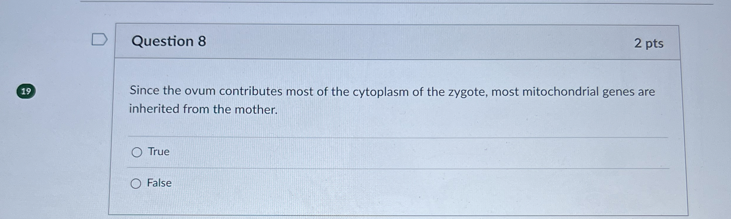 Solved Question 82 ﻿pts19Since the ovum contributes most of | Chegg.com