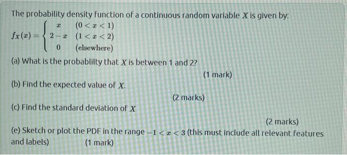 Solved The probability density function of a continuous | Chegg.com