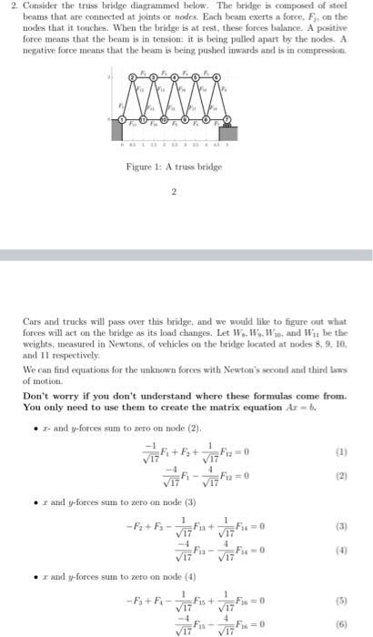 Solved 2. Consider the truss bridge diagrammed below. The | Chegg.com