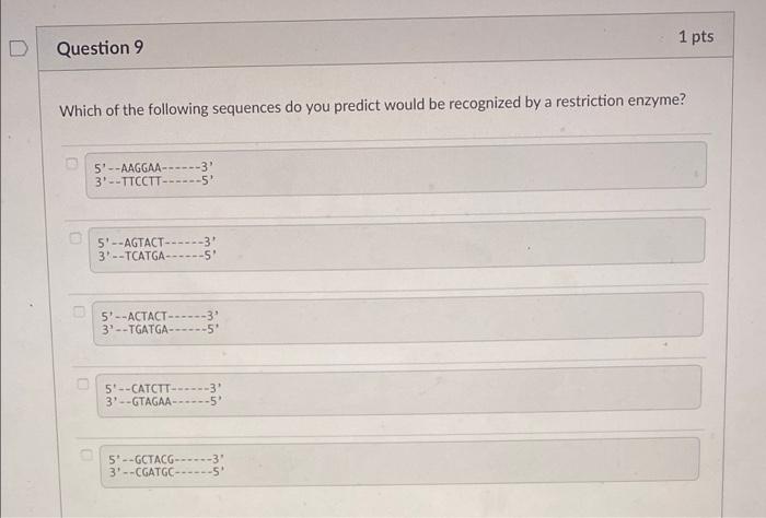Solved 1 pts Question 9 Which of the following sequences do | Chegg.com