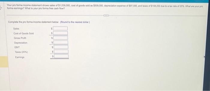 Solved Your Pro Forms Income Statement Shows Sales Of | Chegg.com