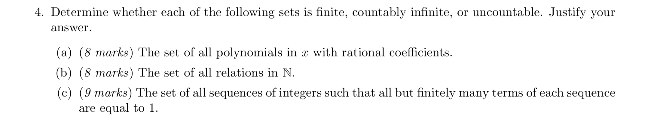 Solved Determine whether each of the following sets is | Chegg.com