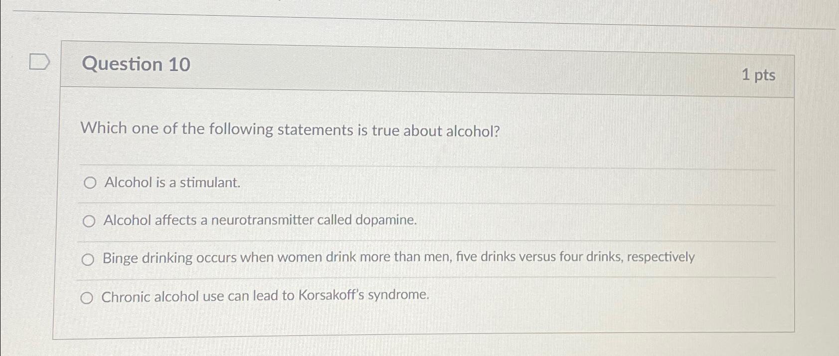 which of the following statements is not true about alcohol