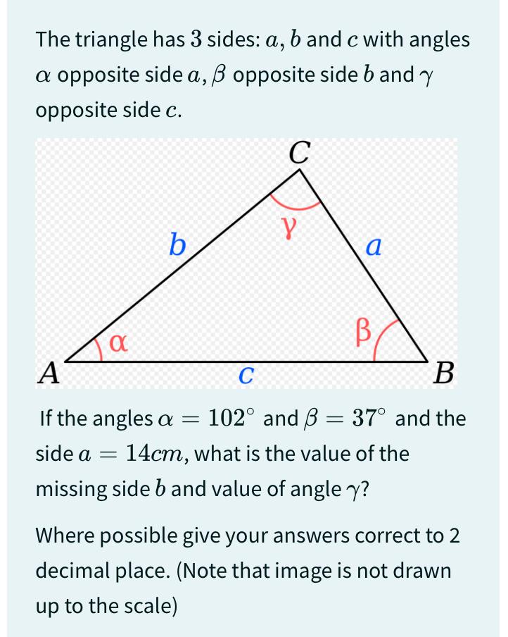 Solved The Triangle Has 3 ﻿sides: A,b ﻿and C ﻿with Angles α | Chegg.com