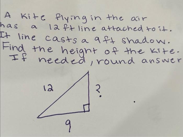 Solved A kite flying in the air has a 12ft line attached to